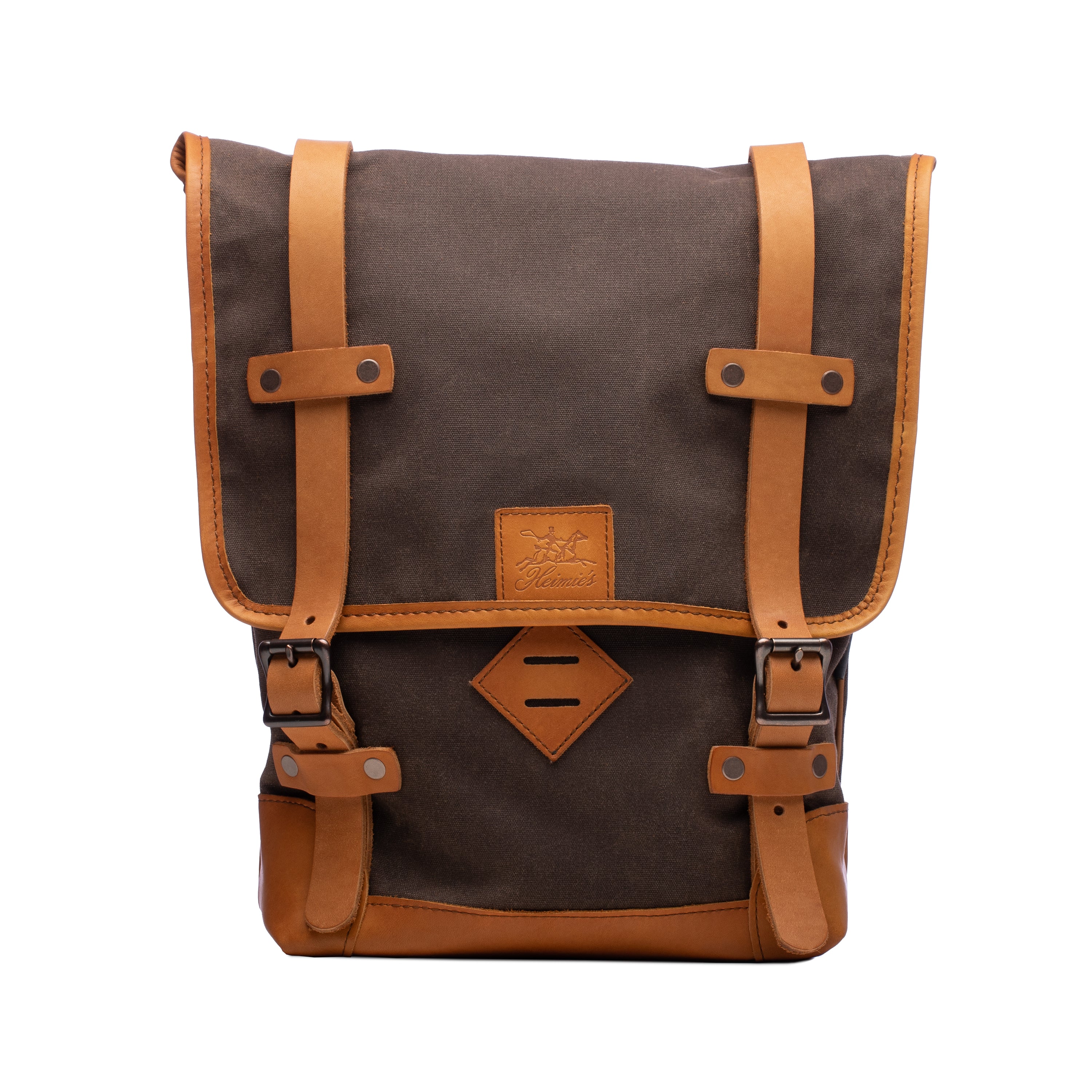 brown leather buckle backpack Backpack – Heimie's Haberdashery